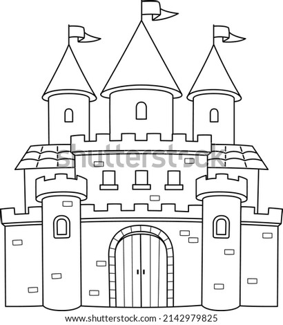 Royal Castle Coloring Page Isolated for Kids