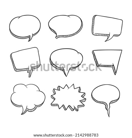 Vector illustration of hand drawn chat bubble element. Suitable for comic design, sketched poster, and infographic design material. Blank hand drawn talk bubble.