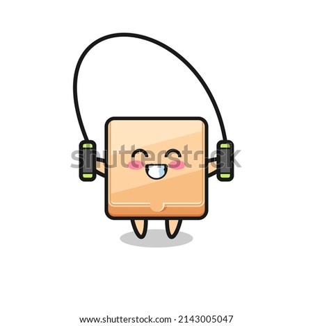 pizza box character cartoon with skipping rope , cute design