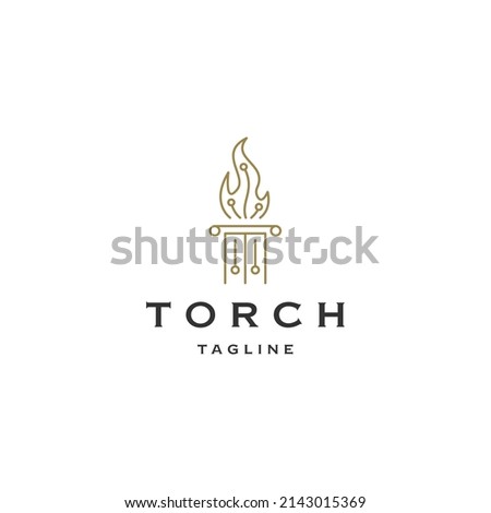 Torch line logo icon design template flat vector