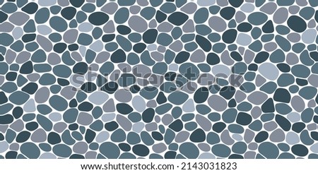 Paving seamless pattern vector illustration. Cute summer repeated background. Pebble, shingle beaches template wallpaper for interior designs, beauty, wrapping paper. Doodle sea stones backdrop Royalty-Free Stock Photo #2143031823