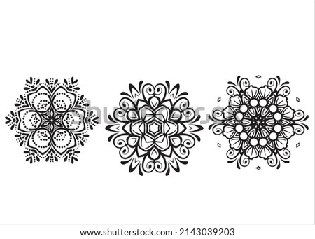 Abstract Hand-drawn floral mandala. arabesques and floral elements.black and white circle floral ornament in traditional oriental motif.traditional mandala art on a white background.