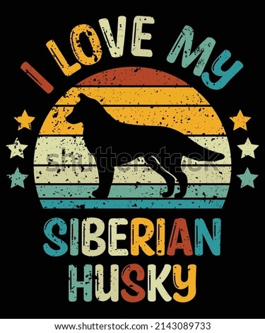 Siberian Husky silhouette vintage and retro t-shirt design