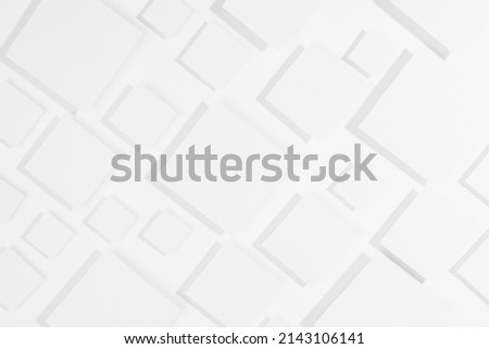 White geometric abstract background with rhombus in sunlight with strict light shadows as tile pattern, top view. Simple contemporary backdrop in future style.