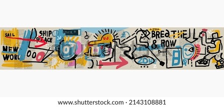 The painting, which contains a variety of characters Royalty-Free Stock Photo #2143108881