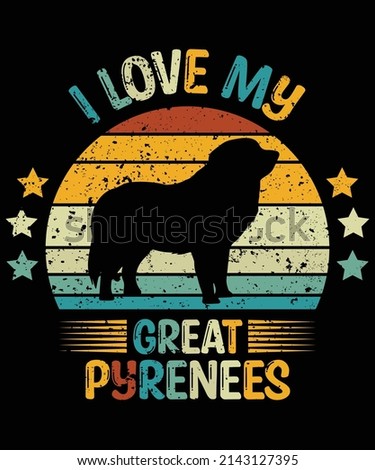 Great Pyrenees silhouette vintage and retro t-shirt design