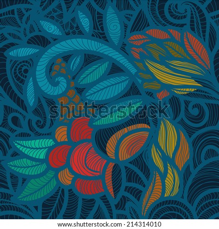 Vector seamless texture with abstract flowers.