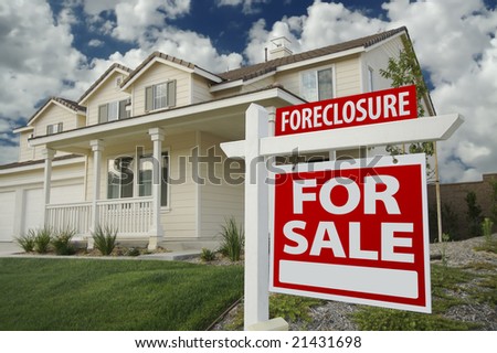 Foreclosure Home For Sale Sign in Front of New House