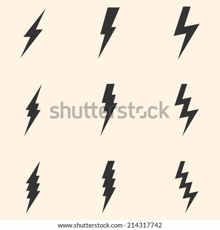 Vector Set of Black Thunder Lighting Icons Royalty-Free Stock Photo #214317742