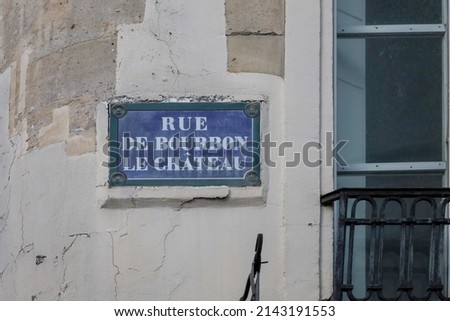 typical old street name panel ensign from Paris , postcard