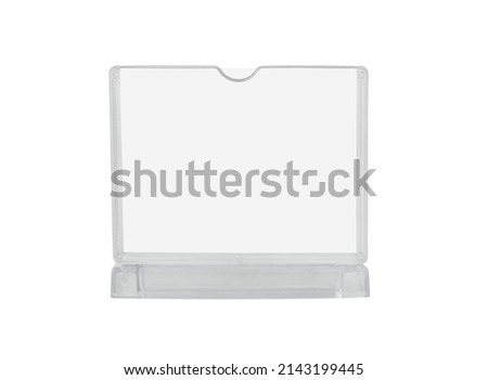 Advertising plastic stand or banner with copy space isolated on white.