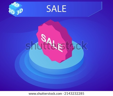Sale isometric design icon. Vector web illustration. 3d colorful concept