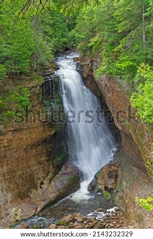 Secluded Waterfall in the North Woods at Miners Falls in Pictured Rocks National Lakeshore in Michigan