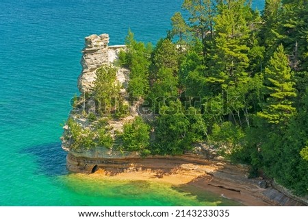 Colorful Rocks and Water on the Great Lakes at the Miners Castle on Lake Superior in Pictured Rocks National Lakeshore in Michigan