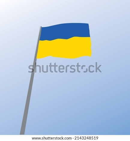 Ukrainian Flag Illustration Clip Art on Blue Sky