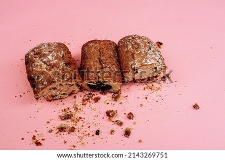 black diet healthy food bread on pink background. High quality photo