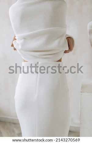 clothes close-up. model girl. clothing brand. minimalism. High quality photo