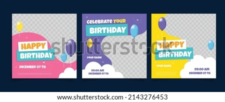 Beautiful happy birthday card with balloons.