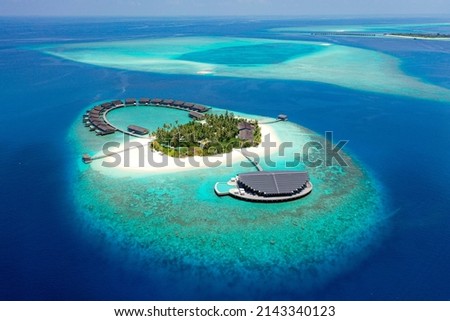 Aerial view of kudadhoo Maldives. private island. One of the best place to visit in Maldives. Royalty-Free Stock Photo #2143340123