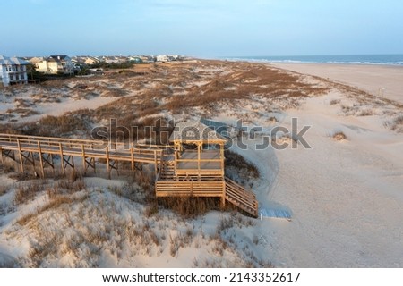 Aerial View of a walkway to the beach in Emerald Isle North Carolina Royalty-Free Stock Photo #2143352617