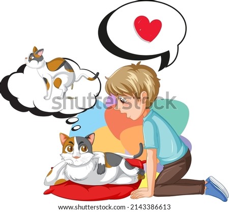 A boy and dog with callouts illustration