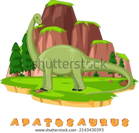 Dinosaur wordcard for apatosaurus illustration