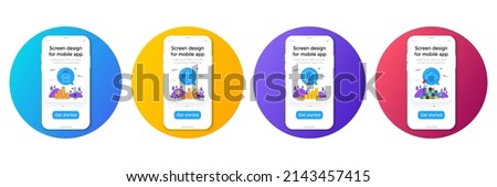 Minimal set of Euro money, Hydroelectricity and Difficult stress line icons. Phone, cellphone ui interface mockup. Cloud computing icons. For web development. Vector