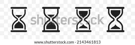 Hourglass icon set. Sandglass icons on transparent background. Vector illustration. EPS 10. Royalty-Free Stock Photo #2143461813