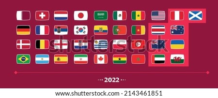 All Flags of the countries in the 2022 soccer world championship in qatar