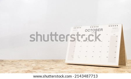 October calendar on wood desk white background.
Oct 2022 agenda. Royalty-Free Stock Photo #2143487713