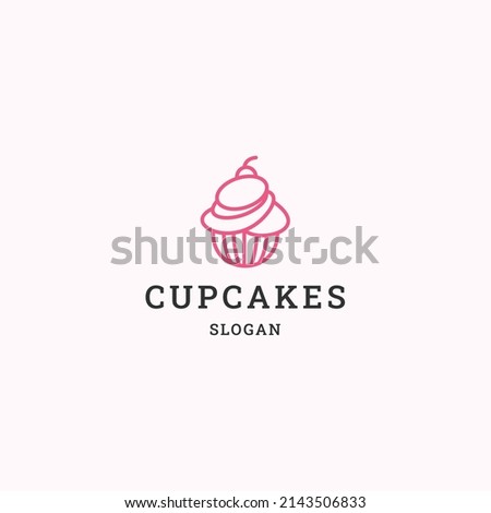 Cupcakes logo icon flat design template 