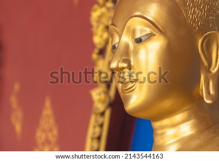Face monk Buddha gold with symbol religion Buddhism meditation 