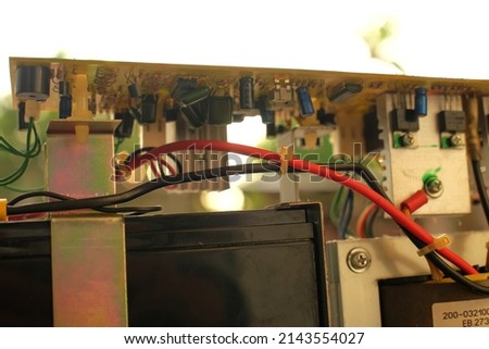 Macro Fiber optic cable. Electronic technician concept