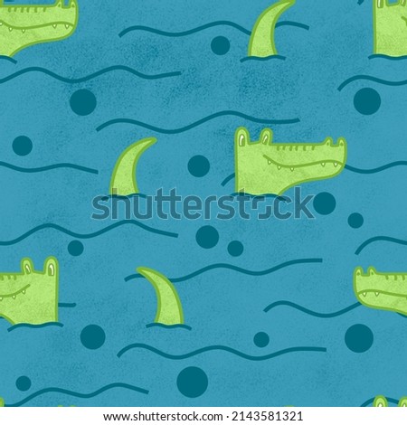Kids seamless crocodile pattern for fabrics and textiles and packaging and gifts and cards and linens and wrapping paper 