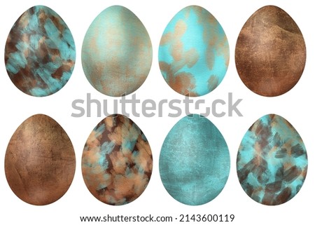 Bright fantastic abstract eggs. Easter clip art kit on white background