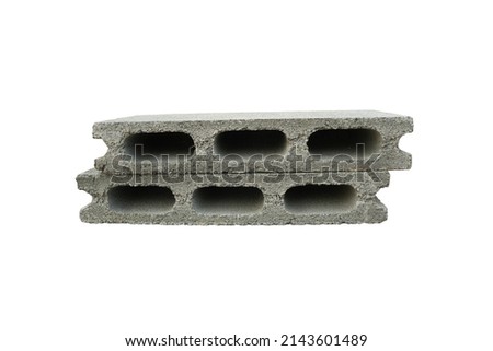 Isolated rectangular concrete blocks cutout on white background. building materials.