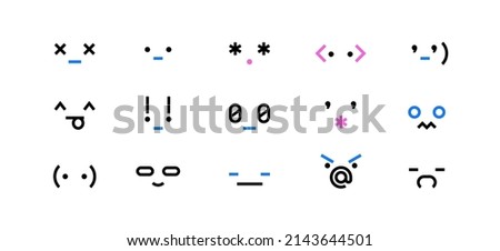 Punctuation smiley face set. Set of funny emoticons, line emoji of punctuation, isolated characters. Vector illustration