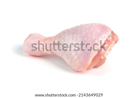 Raw chicken drumstick, isolated on white background