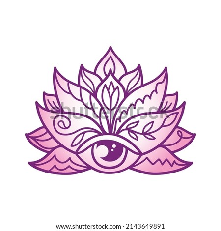 Ornamental Boho Style lotus Flower. Decoration in ethnic oriental, Indian style. Vector illustration isolated on white. Perfect cards for any other kind of design, birthday and other holiday.