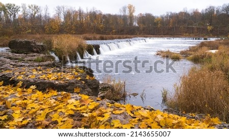 The Venta Rapid is the widest waterfall in Europe, which in spring and autumn offers a view on flying fish. Royalty-Free Stock Photo #2143655007