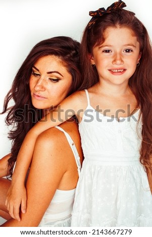 bright picture of hugging mother and daughter happy together, smiling stylish family. lifestyle people concept