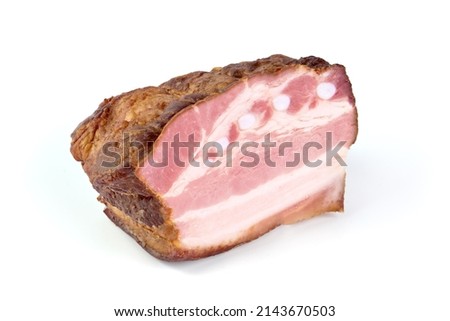 Smoked pork meat, isolated on white background. High resolution image