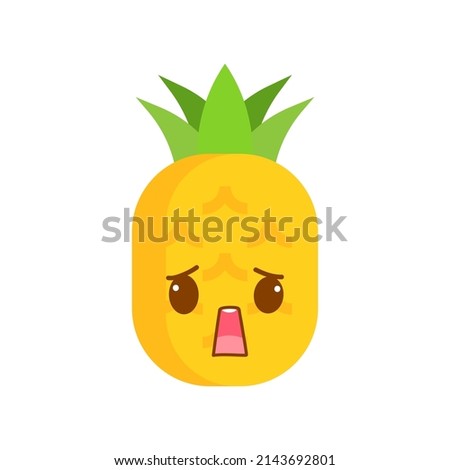 flat cute pineapple fruit character vector