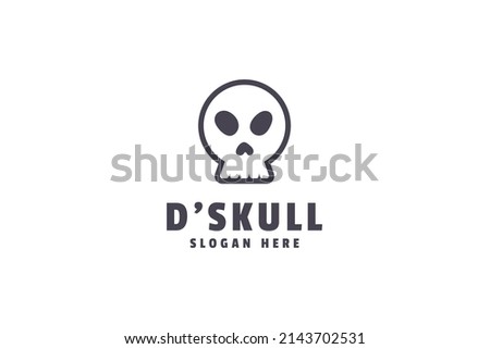 Minimal skull logo design template. business company symbol.