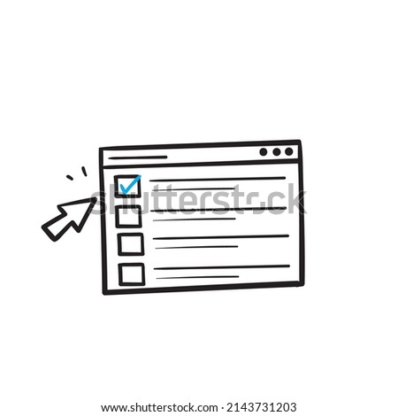 hand drawn doodle online test survey questionnaire fill and blank checklist illustration vector isolated Royalty-Free Stock Photo #2143731203