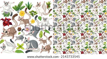 Seamless background with sugar gliders illustration