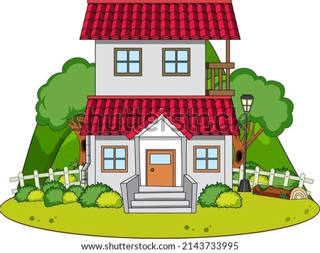 A simple house in nature background illustration