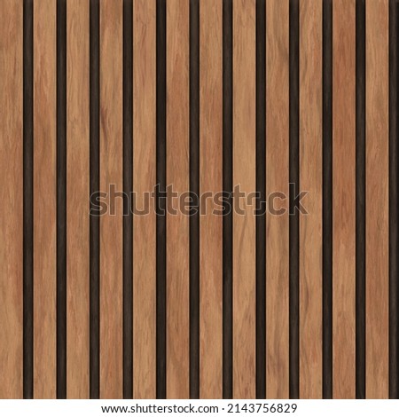 Timber batten madeira ripada ripped wood panels pattern interior design decorative hardwood wooden material board wallpaper interior construction background  Royalty-Free Stock Photo #2143756829