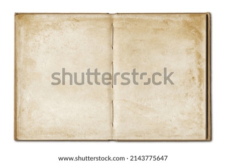 Vintage blank open notebook isolated on white