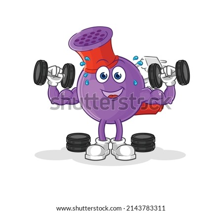 hair dryer weight training illustration. character vector